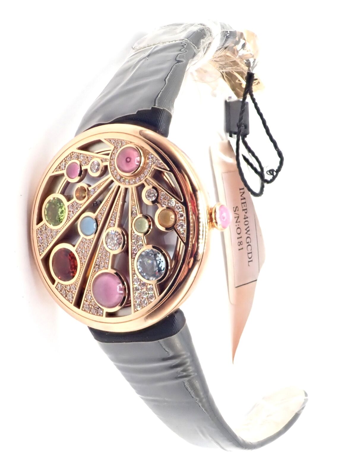 Bulgari Mediterranian Eden 18k Rose Gold Diamond Watch with Mother of Pearl Dial & Color Stones - Luxury Women's Timepiece for Special Occasions & Evening Events