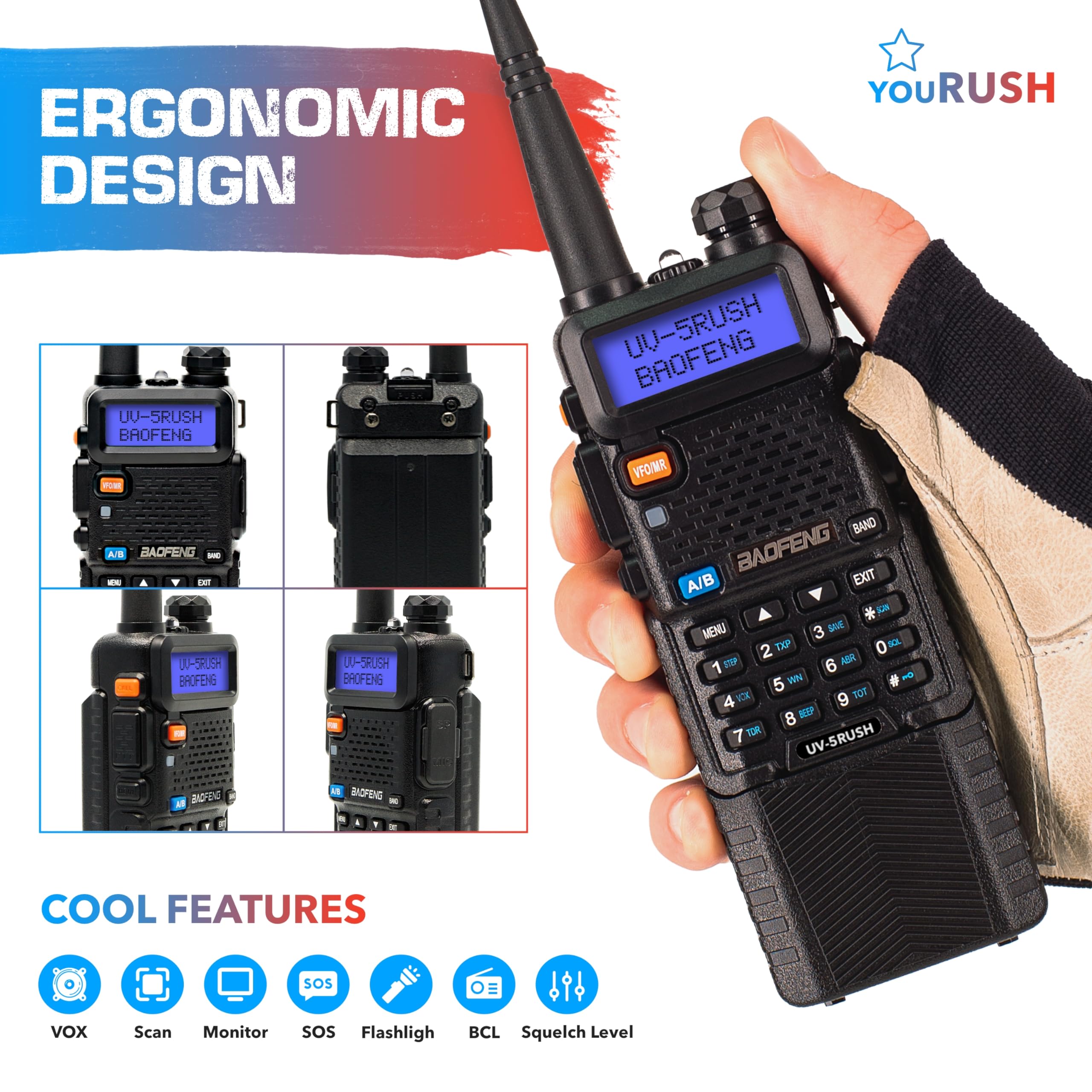 Portable Ham Radio 2 Pack UV-5R 8W Dual Band Two Way Radio with Extended Battery BL-5L 3800mAh - Includes Lanyard, USB Programming Cable & Charger - Chirp Support & USA Warranty - Perfect for Outdoor Adventures, Emergency Communication, and Hobbyist Use