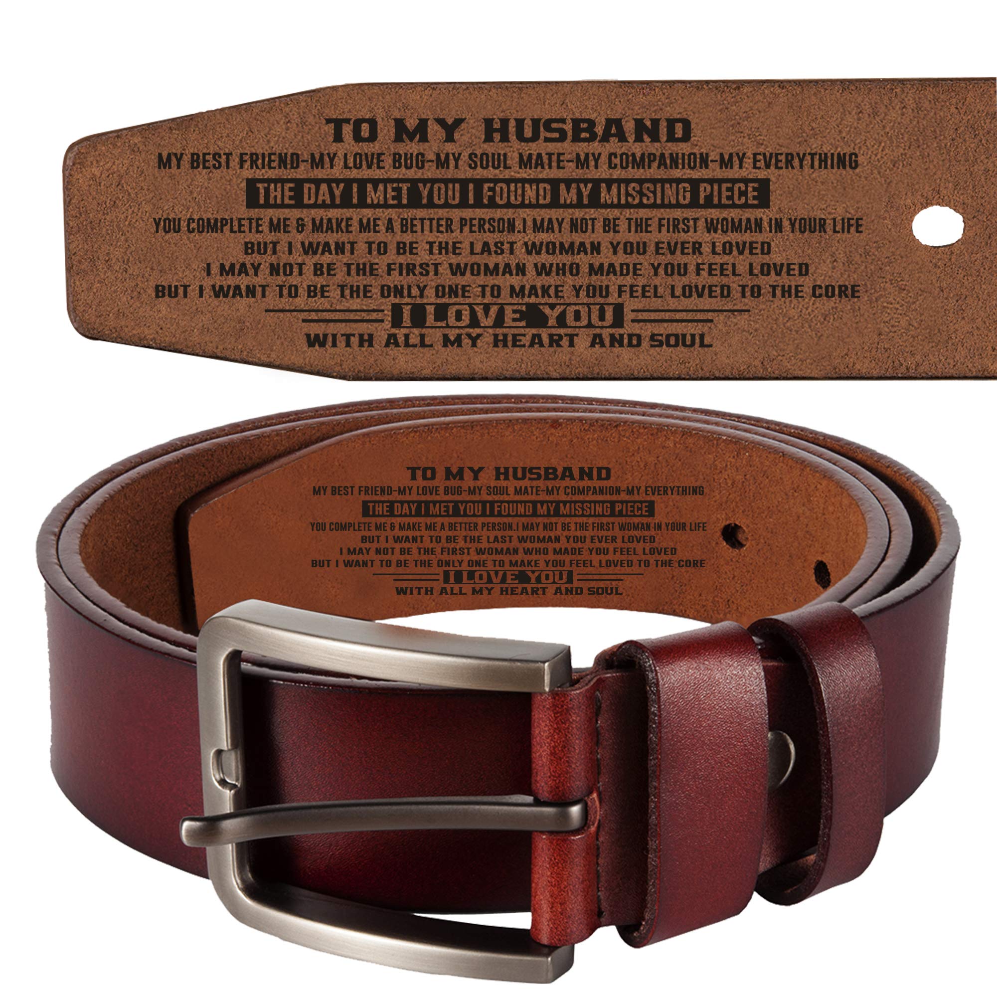 Personalized Leather Belts for Men - Genuine Leather Custom Belts with Engraving - Perfect Gift for Dad, Husband & Boyfriend - Ideal for Weddings, Anniversaries & Special Occasions
