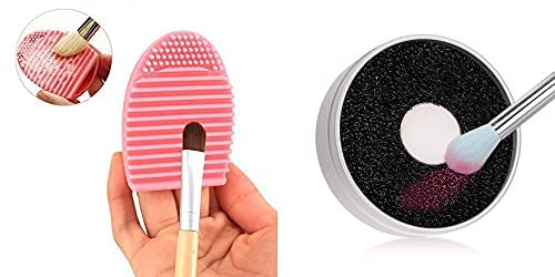 COSLUXE Makeup Brush Cleaning Tool - Quick Cleaner Sponge Box & Silicone Brush Cleaner - Remove Eyeshadow & Makeup Residue - Perfect for Home, Travel & Professional Makeup Artists