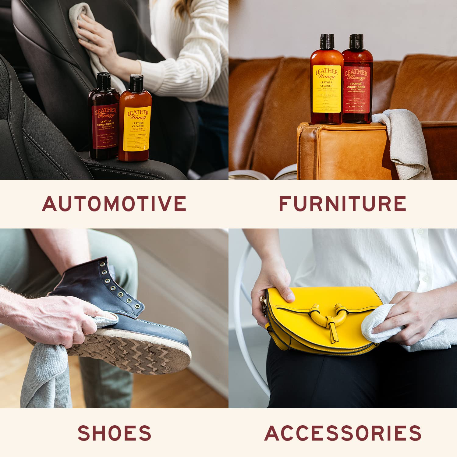 Leather Honey Leather Conditioner - Best for Auto, Furniture, Shoes, Purses & Tack | Non-Toxic, Made in USA | 8 Fl Oz | Restores & Protects All Leather Items | Perfect for Car Seats, Handbags & Sofa Care