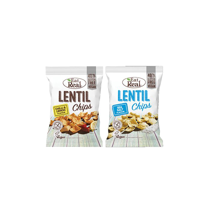 Eat Real Lentil Snacks 22g x 24 Pack - Healthy Vegan Gluten-Free Crunchy Chips for On-The-Go, School Lunch & Movie Nights