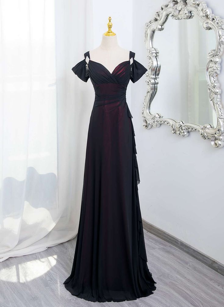 Vintage Off Shoulder A-Line Long Prom Dress with Ruffle Detail - Elegant Evening Party Gown J4464 for Homecoming, Wedding, Formal Events & Special Occasions