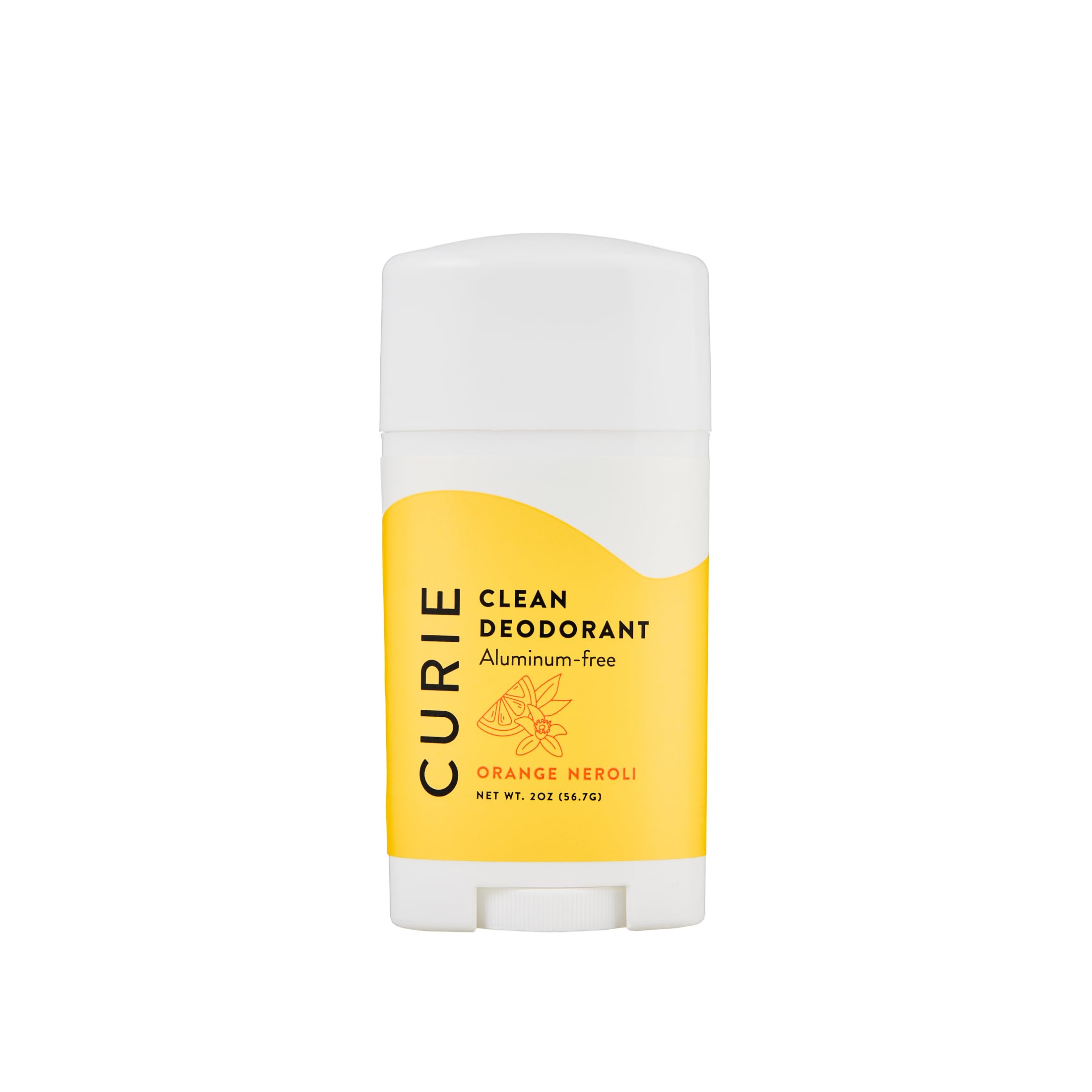 Curie All-Natural Deodorant Stick for Men & Women - Aluminum & Paraben Free, Vegan, Cruelty-Free | Orange Neroli Scent | 1 Pack | Long-Lasting Protection for Workouts & Daily Use