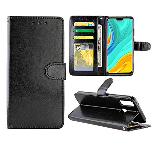 LUOKANGFAN LLKKFF Crazy Horse Texture Leather Flip Protective Case for Huawei Y8S - Horizontal Flip Cover with Card Slots, Wallet & Photo Frame | Perfect for Daily Use, Travel & Business Meetings