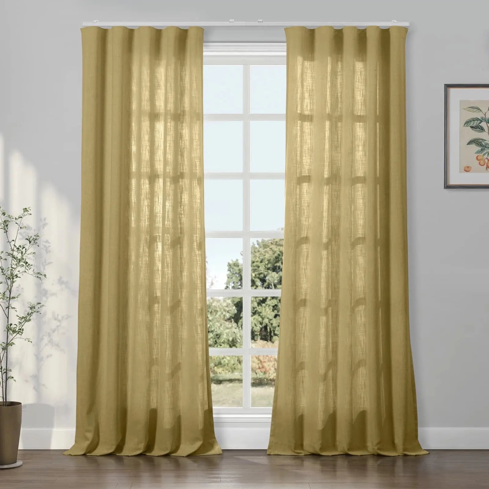 Liz Linen Ripple Fold Drapery Curtains - Elegant Window Treatments for Living Room & Bedroom Decor