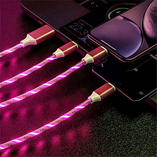 JJLFresheners 3-in-1 Fast Charging Cable with LED Flowing Light - USB Charger Cord Compatible with iPhone, Samsung, Android Smartphones - Perfect for Home, Office, Travel & Multi-Device Charging
