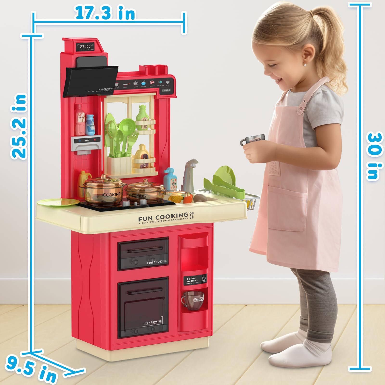 **35Pcs Kids Play Kitchen Set with Lights & Sounds - Pretend Play Food Toy for Boys & Girls Ages 3-12 - Perfect for Imaginative Play & Toddler Gifts - Great for Birthday, Christmas & Indoor Playtime**