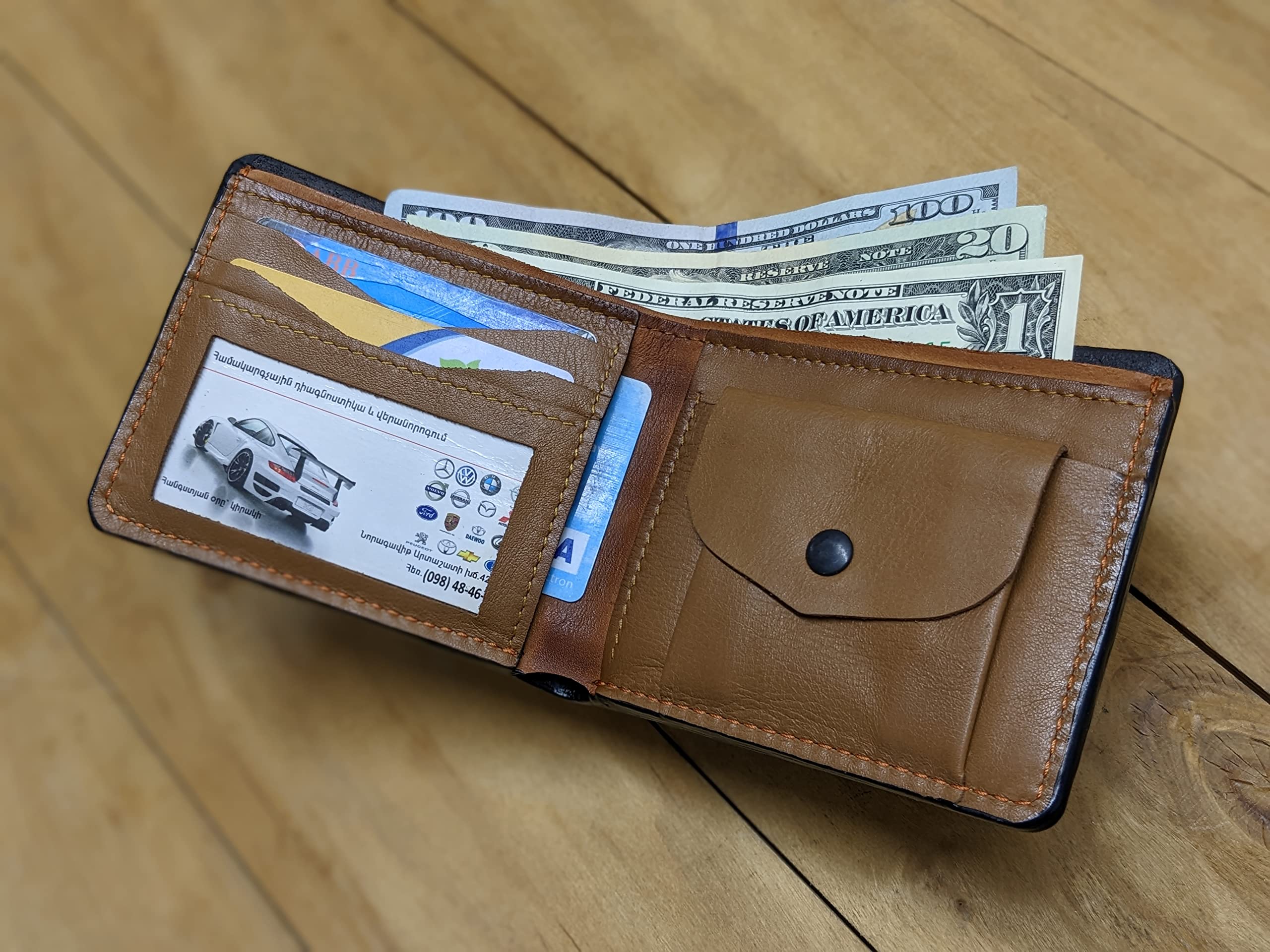 Authentic 3D Genuine Leather Bifold Wallet - Handcrafted Indian Chief Skull & Native American Apache Headdress Design - Patriotic Men's Carved & Tooled Custom Wallet - Perfect for Everyday Use & Gift Giving
