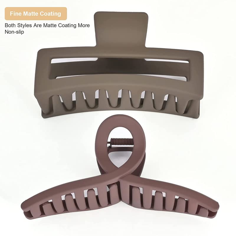 Staila 6-Piece Extra Large Hair Claw Clips for Women & Girls - Matte Square Hair Clips for Thick, Thin & Long Hair - Non-Slip XL Heavy Duty Jaw Clips (6 x 5.1 Inch, Neutral Colors) - Perfect for Updos, Ponytails & Everyday Hairstyles