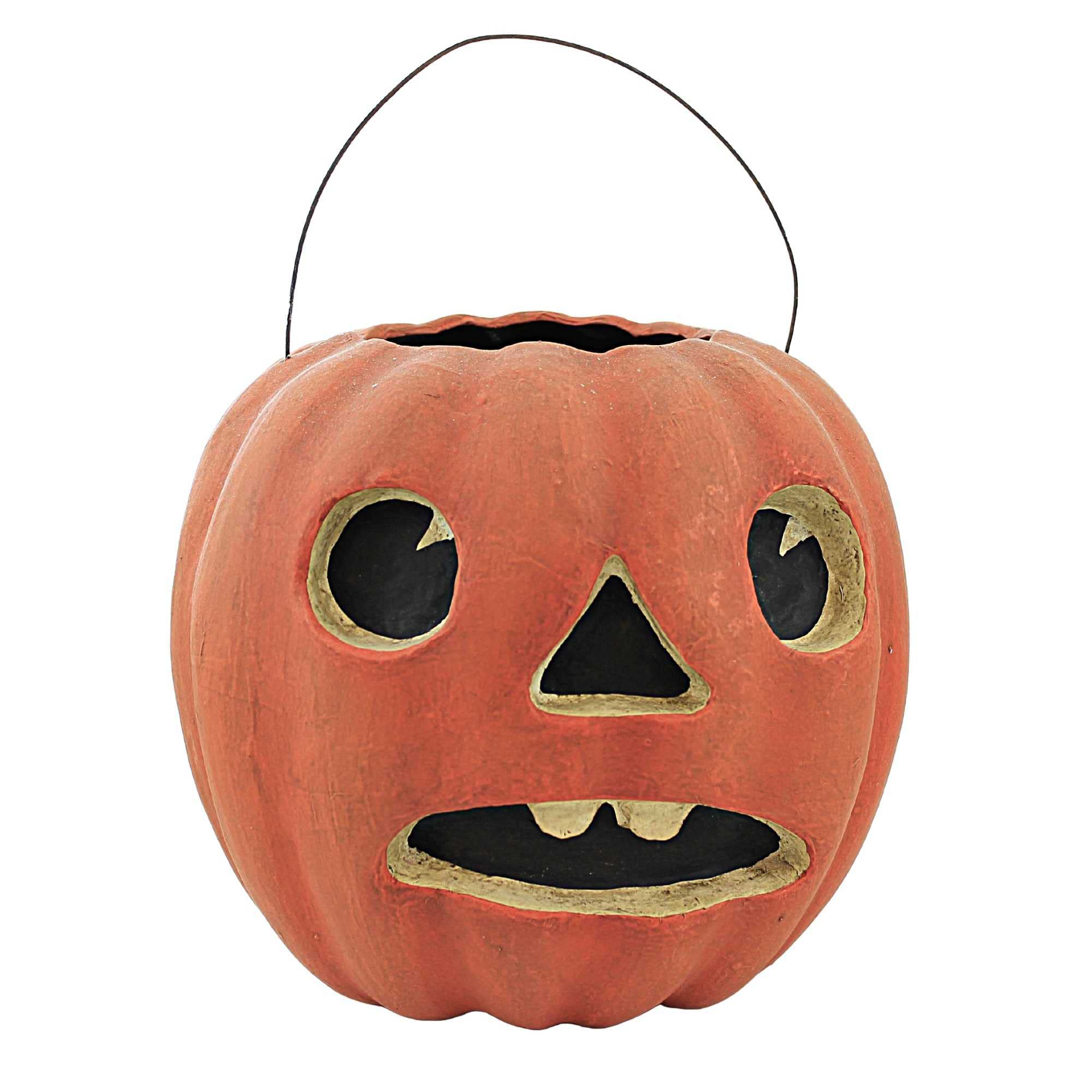 Halloween Jack O' Lantern Candy Basket - 9 Inch Paper Mache Pumpkin Bucket for Trick or Treating (PM205 UH OH) - Perfect for Kids Halloween Parties & Candy Collection