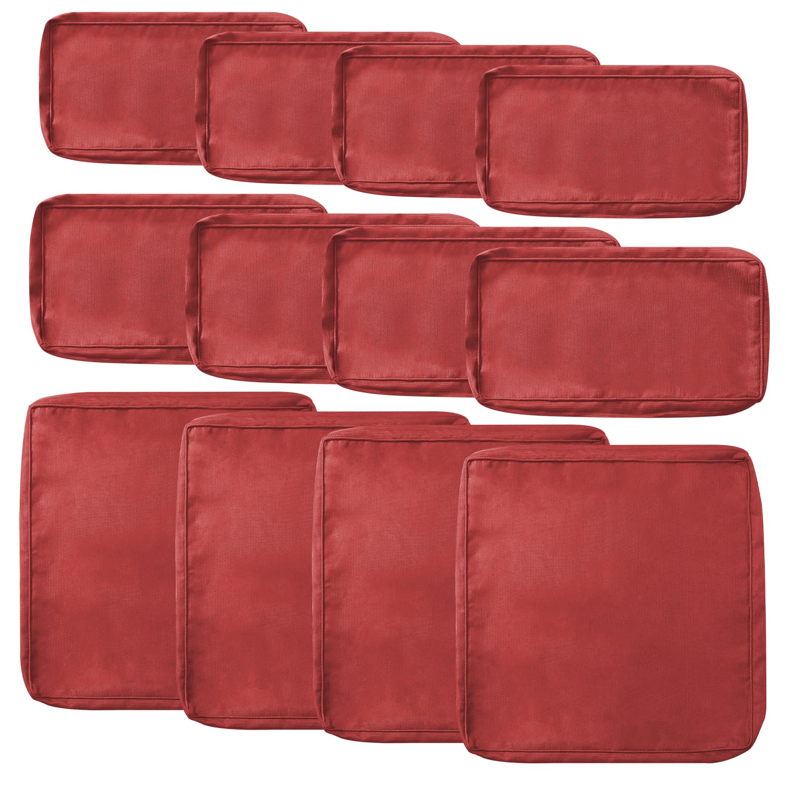 **Crownland 12-Piece Outdoor Patio Cushion Slipcovers Set - Waterproof Sofa & Couch Covers with Zipper Design (Red) - Includes 4 Seat Covers, Back Covers & Side Cushions - Perfect for Garden, Deck, Poolside & Patio Furniture Replacement**