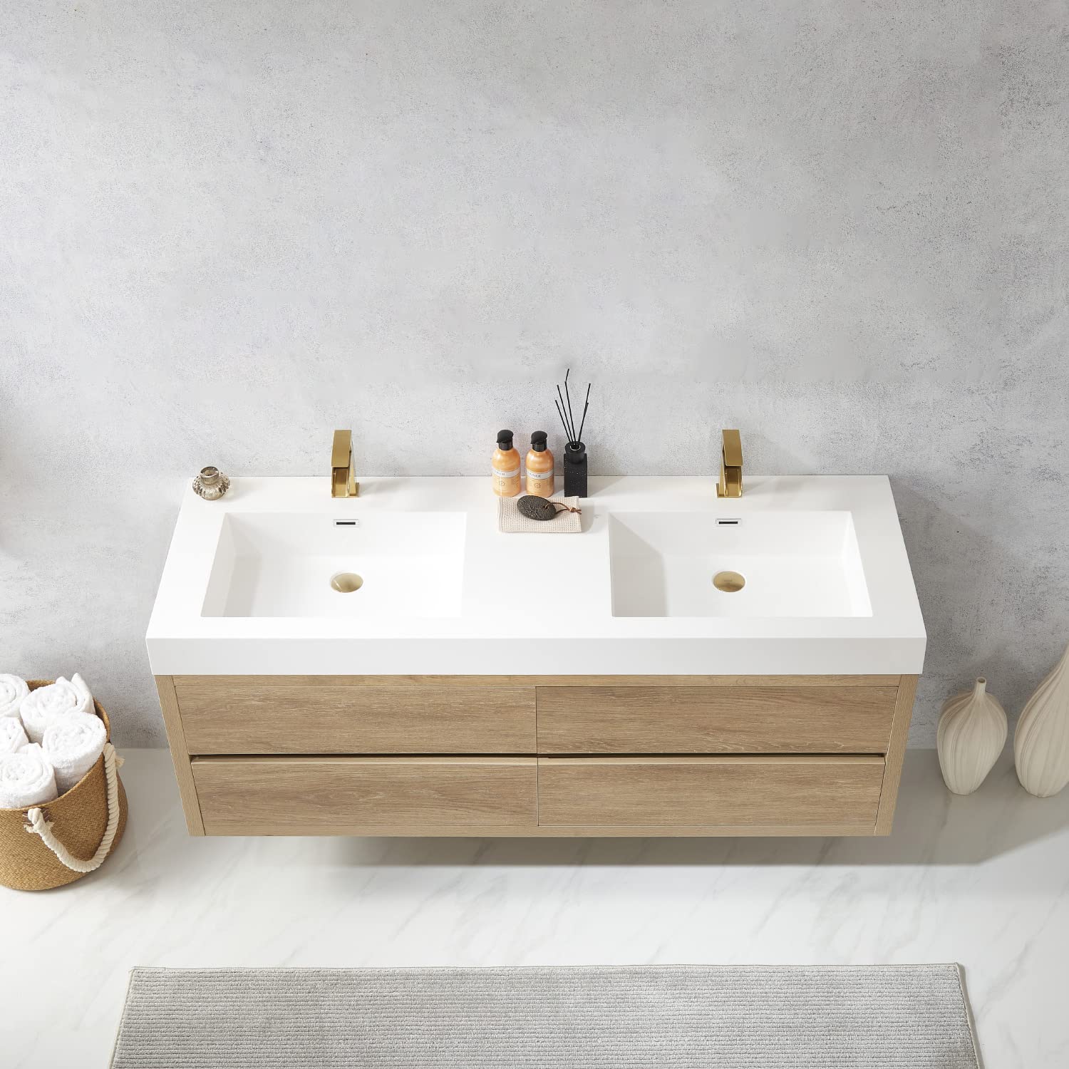 VINNOVA Palencia Bathroom Vanity with Sink - 36 Inch Modern Oak Wood Bath Vanity Set for Bathroom Remodel, Farmhouse & Contemporary Home Decor
