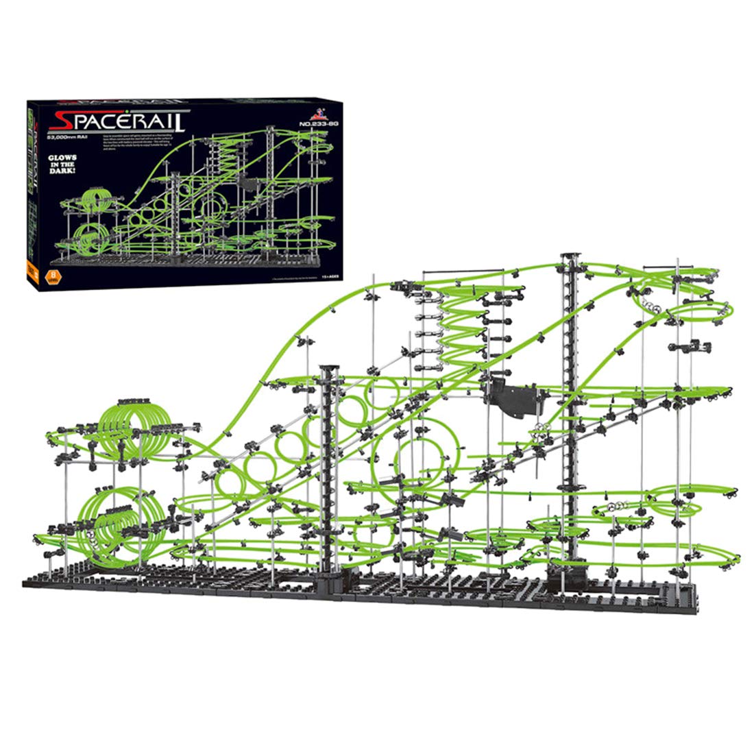 1337 Pieces Marble Run Set with 3 Steel Balls - Glow in The Dark Marble Maze & Roller Coaster Building Kit - STEM Educational Learning Toys for Kids Ages 6-12 - Perfect for Birthday Gifts & Indoor Family Fun Activities