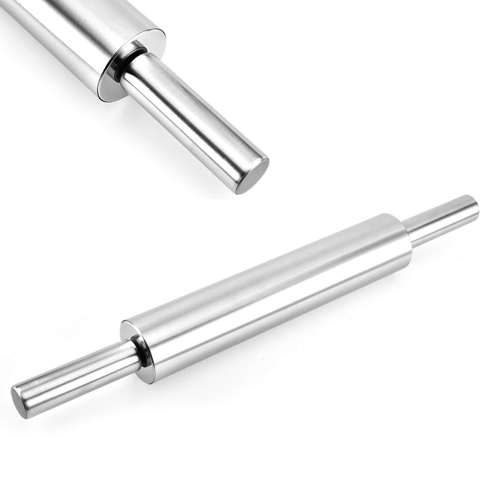 Stainless Steel Rolling Pin with Comfortable Handle - Perfect for Baking Fondant, Pie Crust, Cookies, Pastry, Pasta & Pizza Dough - Silver Kitchen Baking Tool for Home Bakers & Professional Chefs (Model JMS-0030-M) - Ideal for Cake Decorating, Pie Making & Italian Cooking