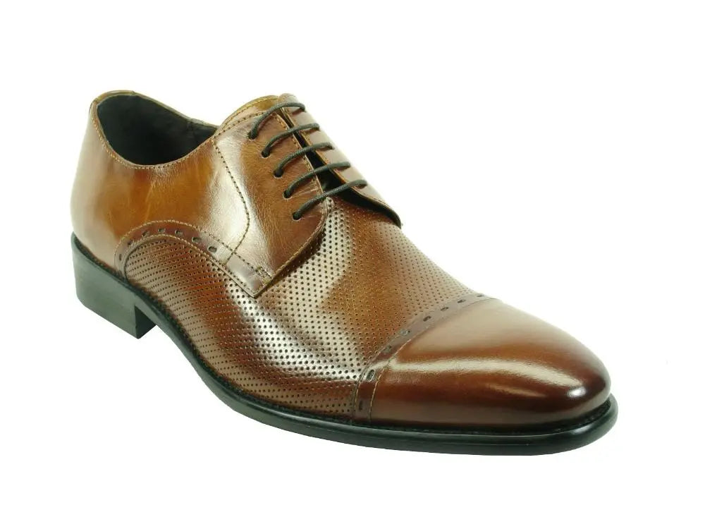 Premium Cap Toe Leather Lace-Up Dress Shoes for Men - Classic Oxford Style Business Formal & Wedding Attire