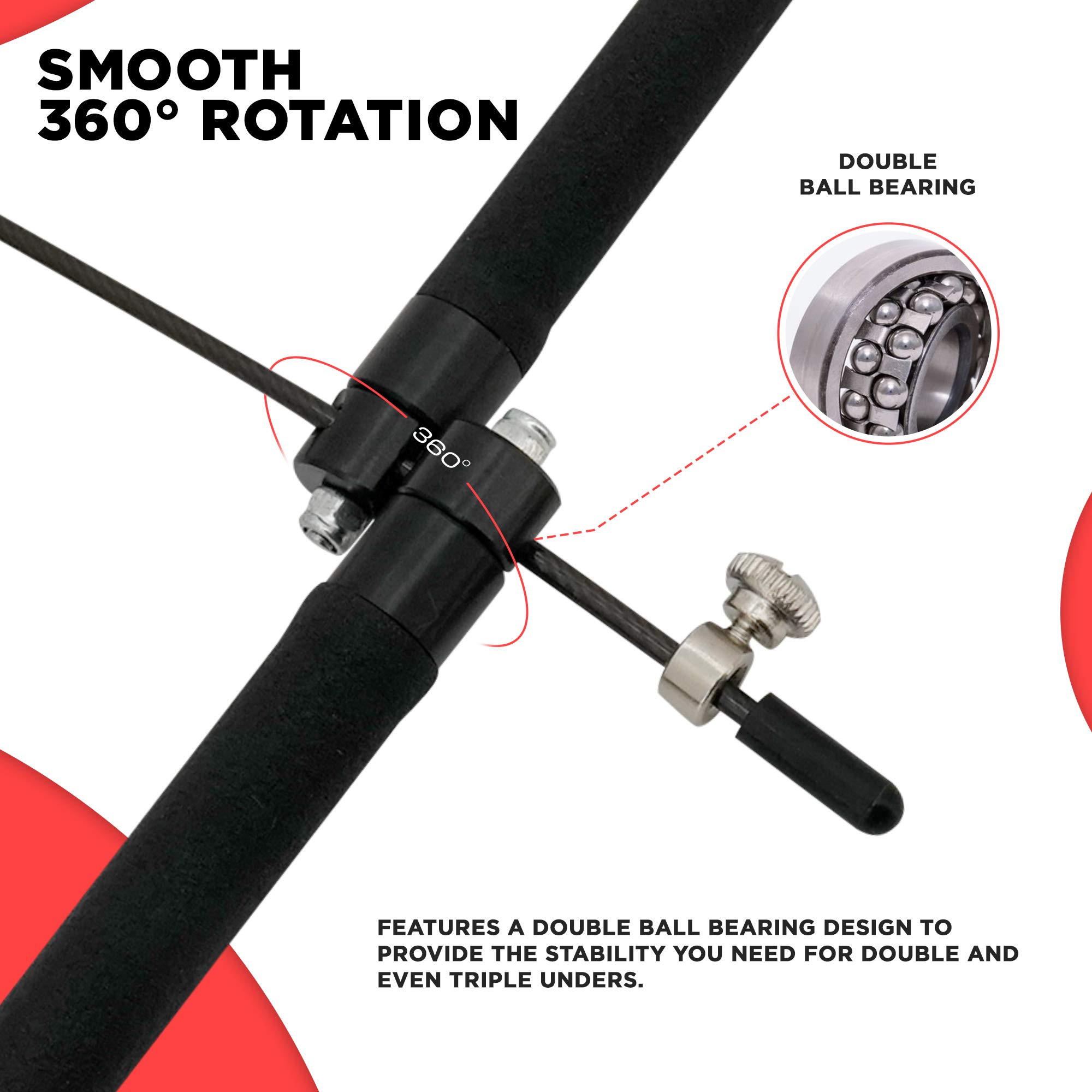 RDX Adjustable Skipping Rope - 10.3FT Tangle-Free PVC Coated Steel Jump Rope with Non-Slip PP Handles & 360° Dual Ball Bearings for Fat Burning, Weight Loss, HIIT, MMA, Yoga - Perfect for Home Gym, Fitness & Workout Routines
