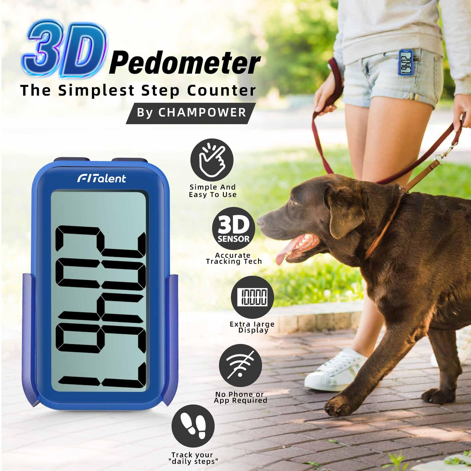 3D Accurate Pedometer for Walking Steps & Miles - Step Counter for All Ages - Fitness Tracker for Running, Hiking & Daily Use
