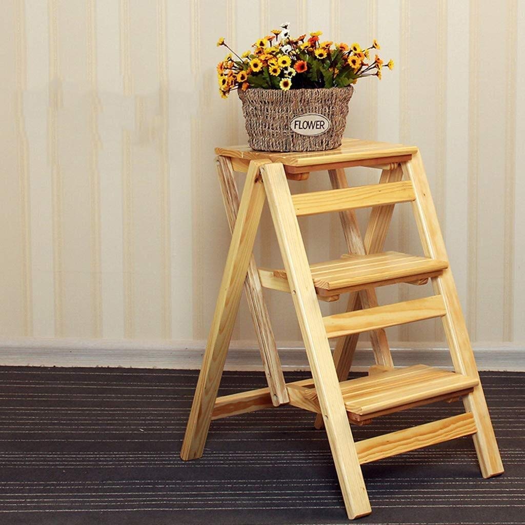 Multifunctional Foldable Step Stool for Kitchen, Library, and Indoor Use - Non-Slip Wide Pedal, High Step Stool with Flower Stand - Perfect for Reaching High Shelves, Home Organization, and Decorative Plant Display
