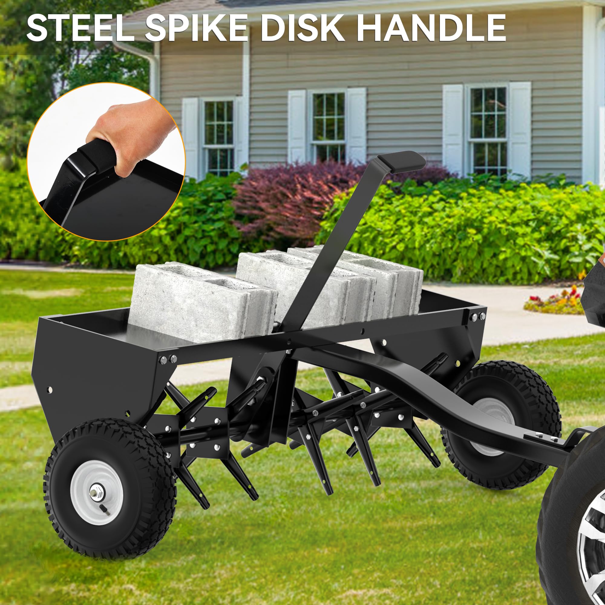 YINTATECH 40 Inch Heavy Duty Lawn Aerator with Universal Hitch - Plug Aerator for Healthy Grass - Perfect for Golf Courses, Sports Fields & Home Lawns