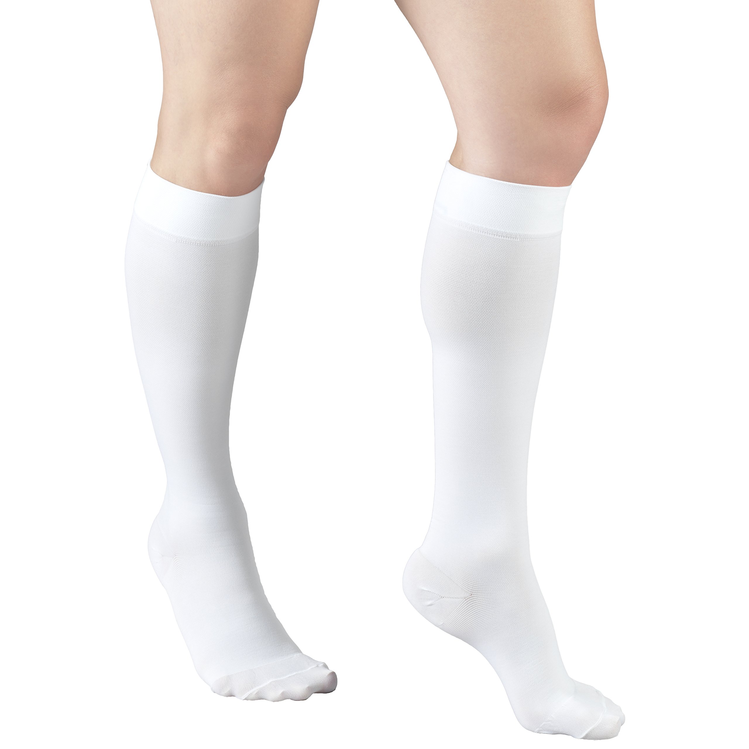 Truform 30-40 mmHg Medical Compression Socks for Men & Women - Knee High Support Stockings, Closed Toe, White, Medium Size - Ideal for Travel, Varicose Veins & Post-Surgery Recovery