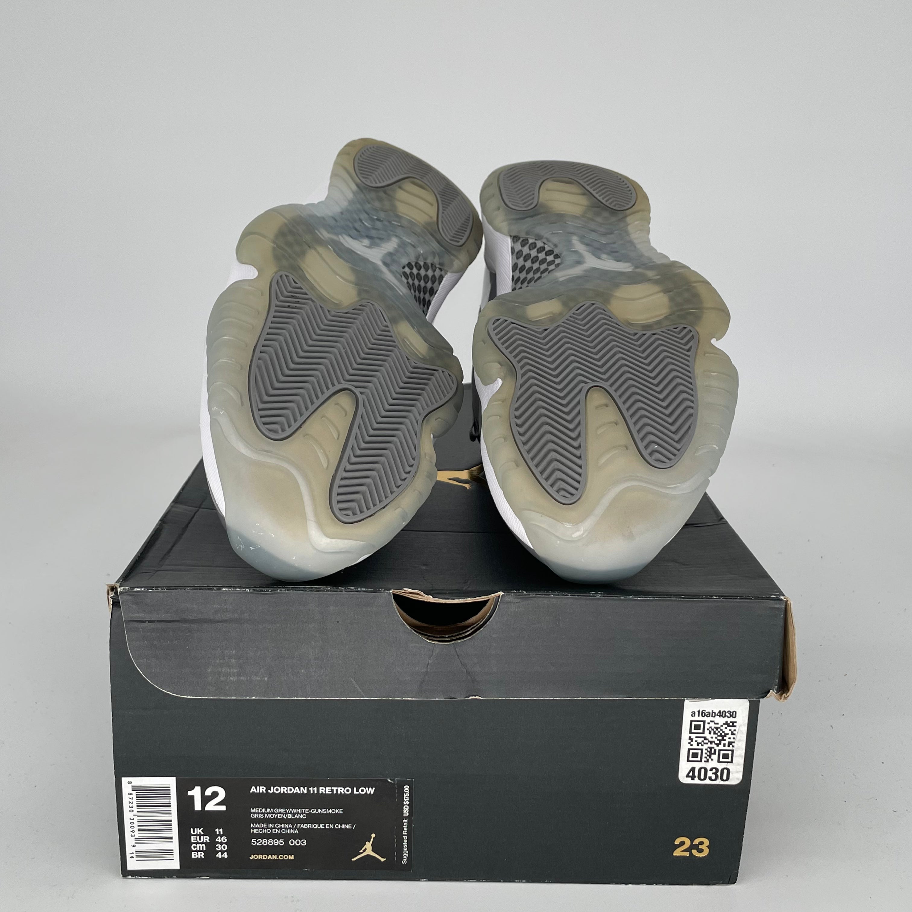 AIR JORDAN 11 LOW COOL GREY Men's Basketball Shoes - Size 12 (528895-003) | Retro Sneakers for Casual Wear & Sports Performance
