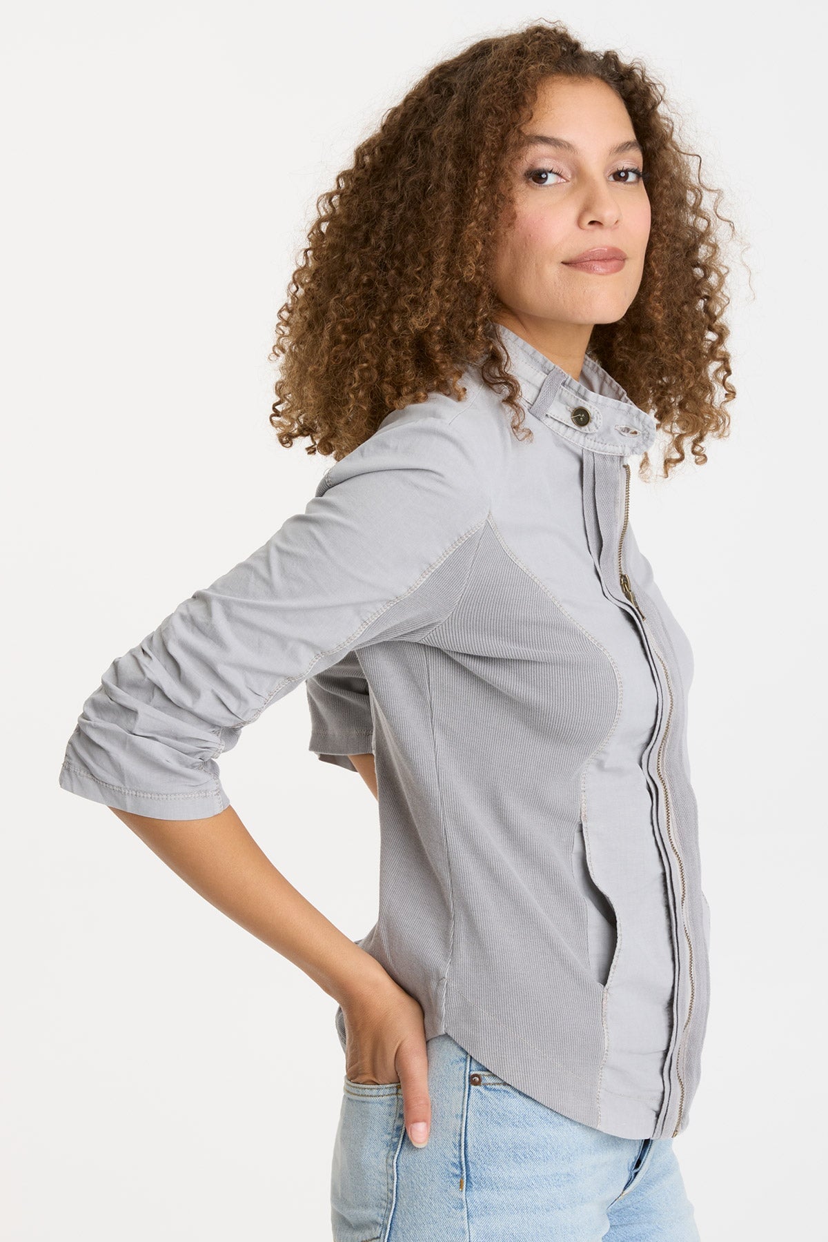 Janet Jacket Women's Cotton Grey Pigment Dyed Casual Outerwear for Fall & Winter | Lightweight Comfortable Coat for Everyday Wear, Travel & Outdoor Activities