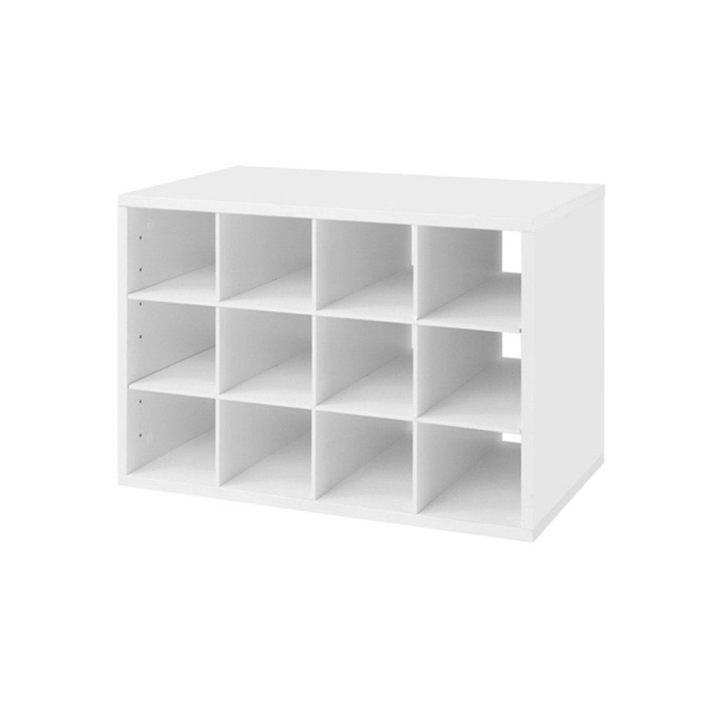 FreedomRail 12-Cubby Shoe Storage Organizer Box in White - Perfect for Closet, Entryway & Bedroom Organization