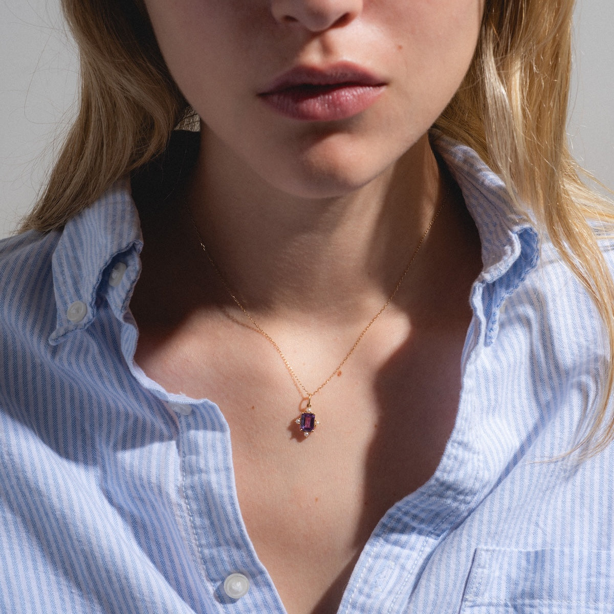 Solid Gold 2025 June Birthstone Vintage Alexandrite & Pearl Pendant Necklace | June Birthday Gift, Anniversary Jewelry, Elegant Women's Fashion Accessory