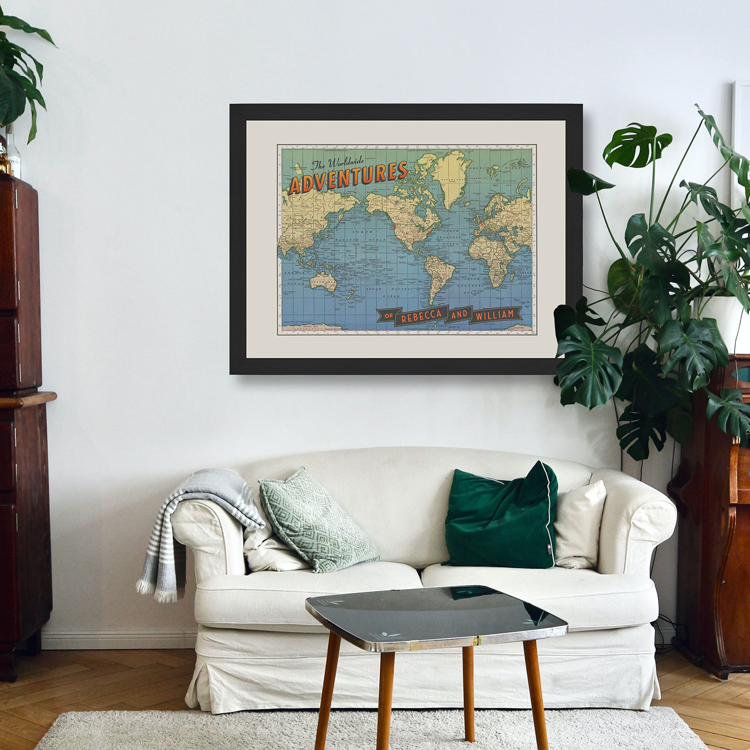 Personalized Push Pin World Map for Travel Enthusiasts - Custom Travel Map with Pins, Perfect Retirement Gift for Adventurers | Track Your Worldwide Adventures & Memorable Trips