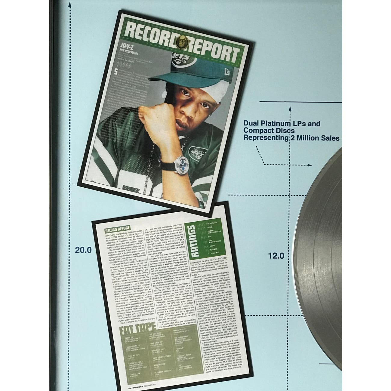 Jay Z The Blueprint 2x Platinum Album Award - Certified RIAA Multi-Platinum Record - Perfect for Music Collectors, Hip Hop Fans & Home Decor