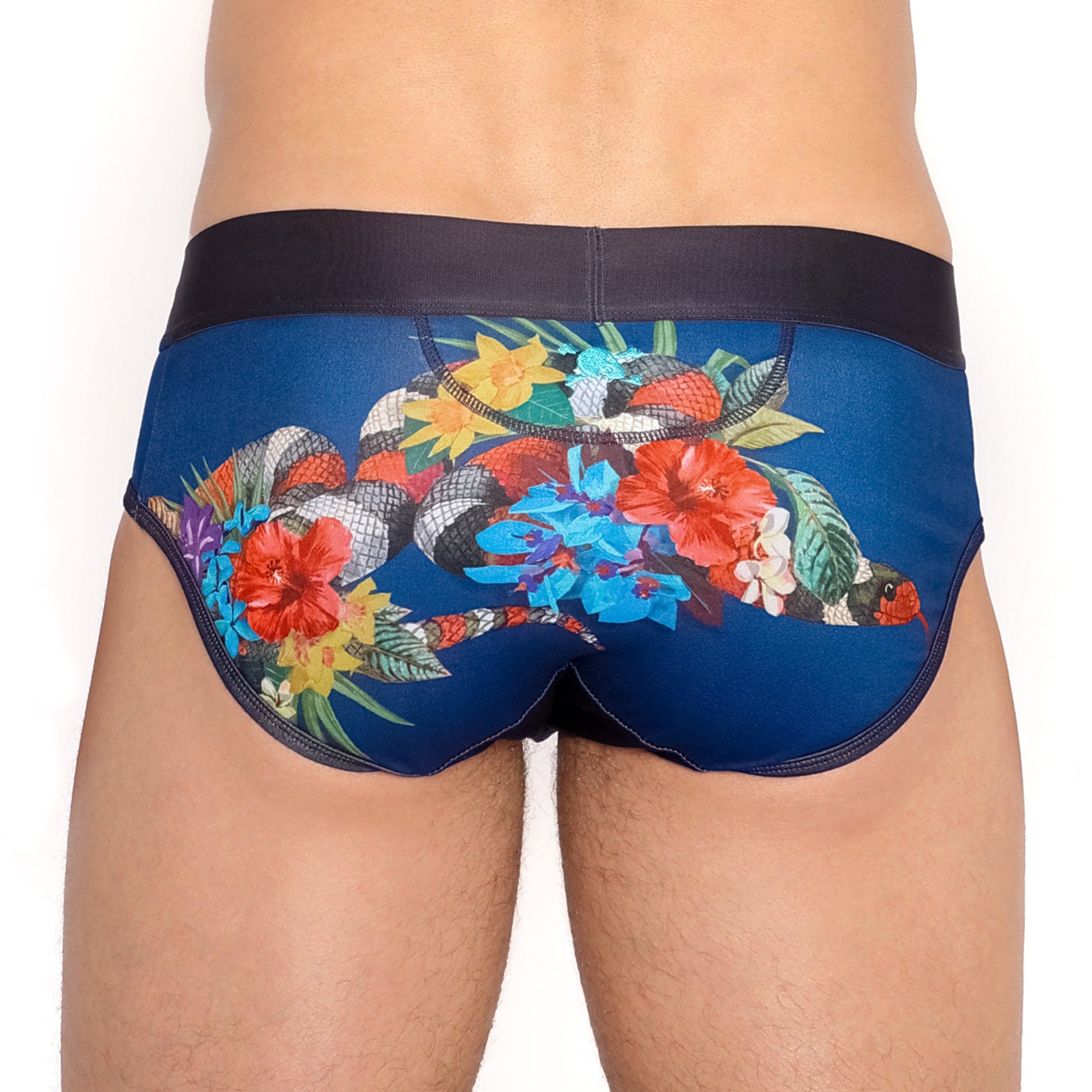 Floral Snake Print Men's Underwear - Soft Cotton Boxer Briefs for Comfort & Style - Perfect for Casual Wear, Lounge & Sleep
