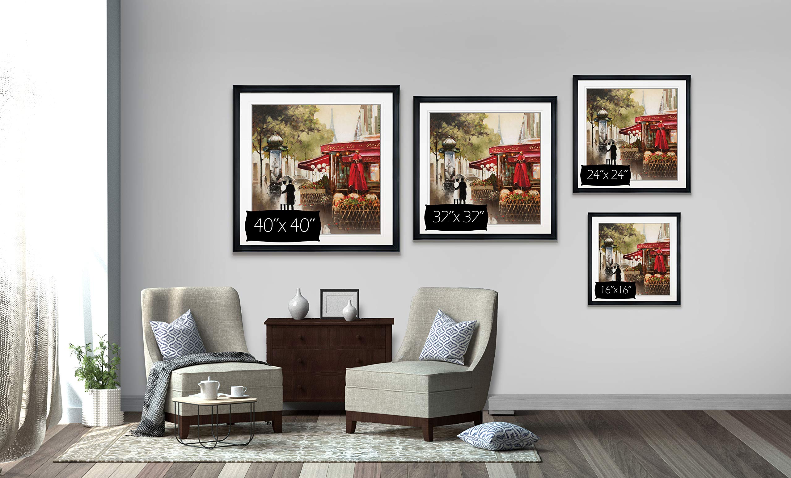 Romantic Paris in The Rain Couple Walking Giclee Canvas Print - Eiffel Tower Wall Art Decor Painting for Living Room, Bedroom & Office
