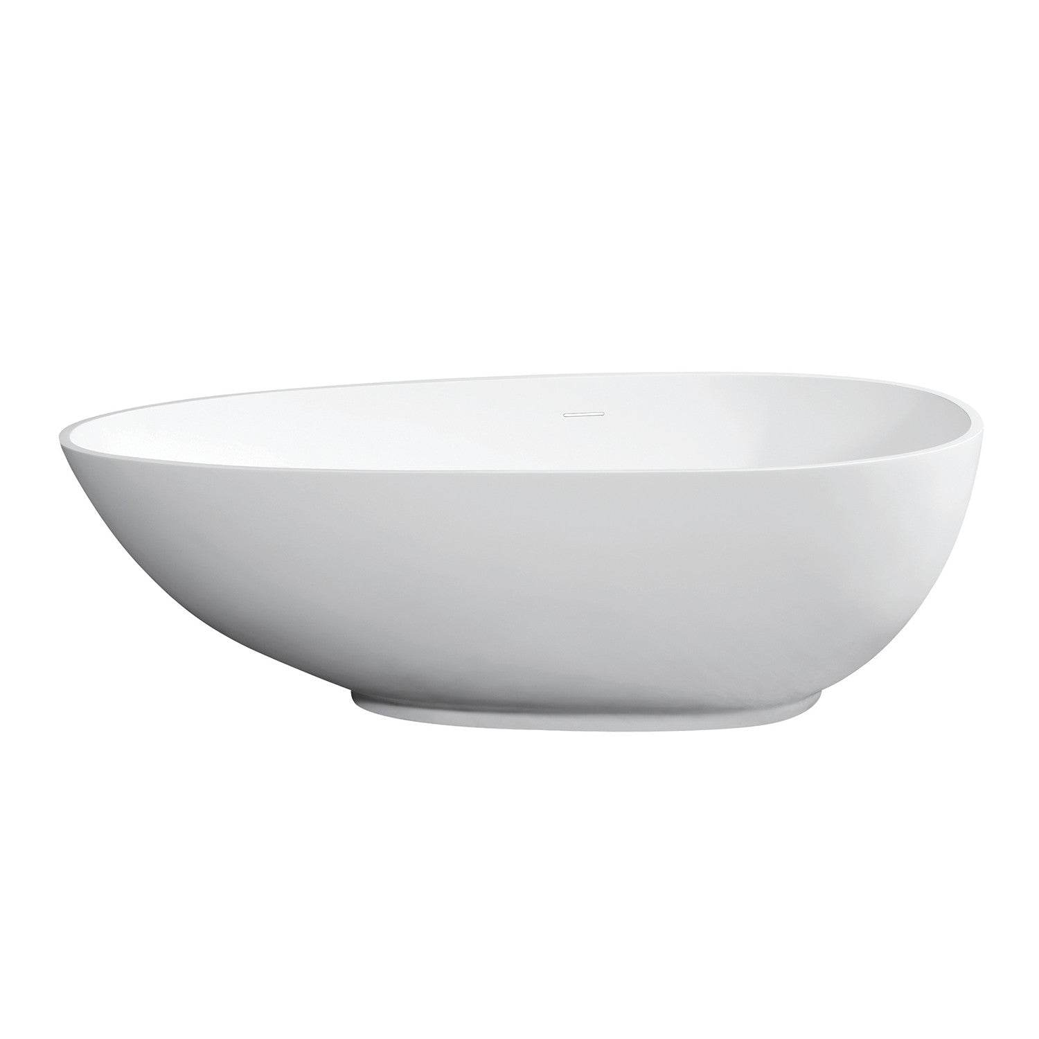 Arcticstone 67 Inch Freestanding Double Ended Bathtub - Egg Shaped Solid Surface Soaking Tub with Drain (Glossy White/Matte White) for Luxury Bathroom & Spa Relaxation