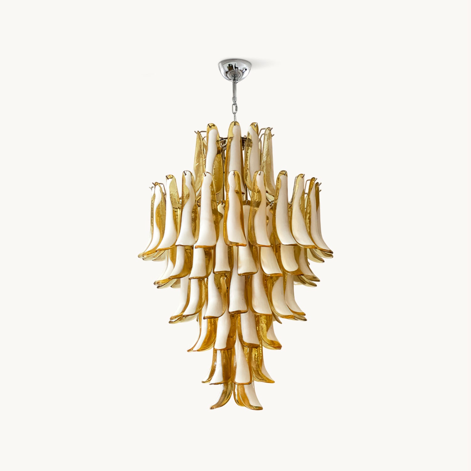 Elegant Murano Glass Petal Chandelier - Handcrafted Italian Lighting Fixture for Dining Room, Bedroom & Living Room Decor