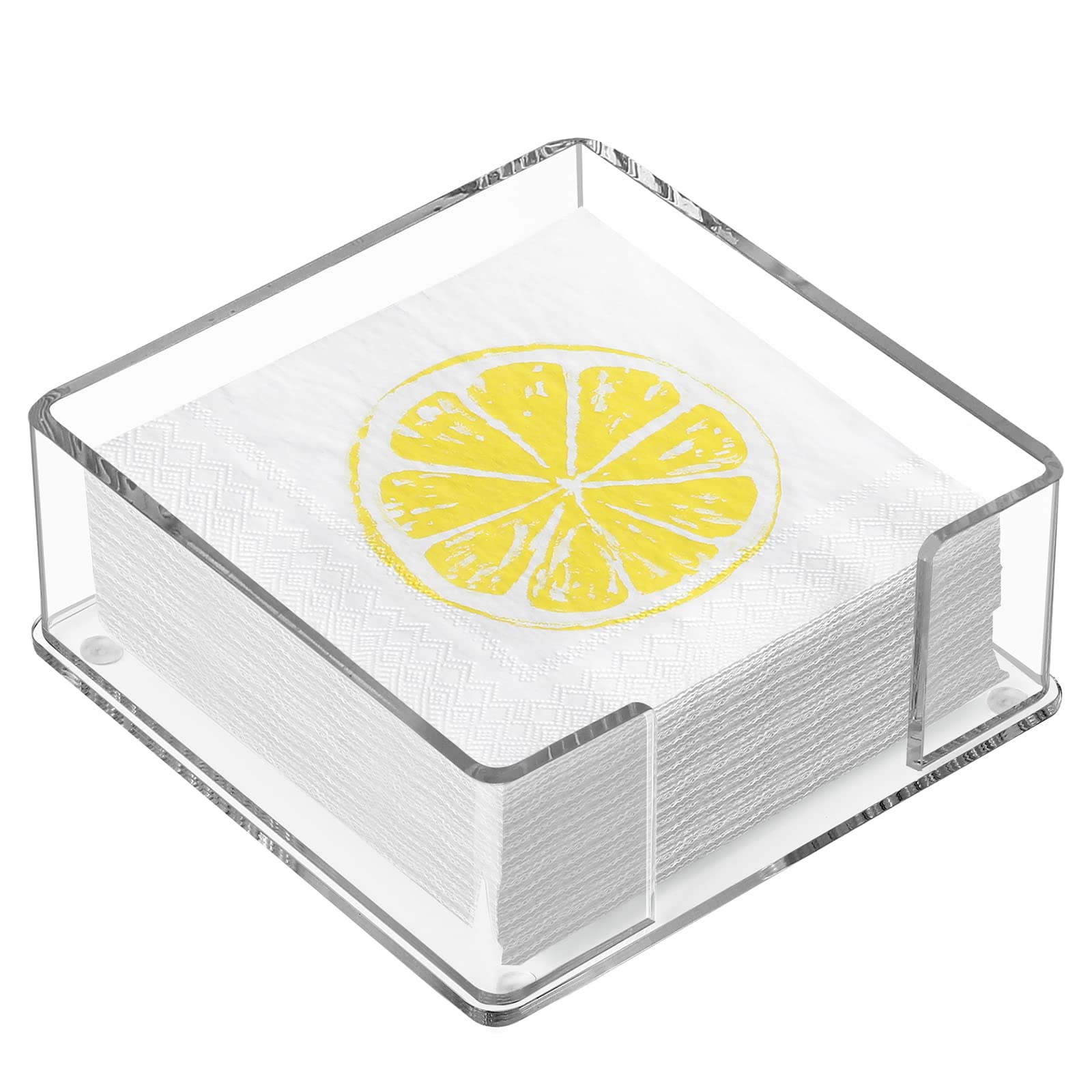 MaxGear Clear Acrylic Cocktail Napkin Holder - 5.5 x 5.5 Inch Tabletop Beverage Towel Caddy for Bars, Parties, Kitchens & Dining Rooms - Perfect for Hosting, Entertaining & Home Decor