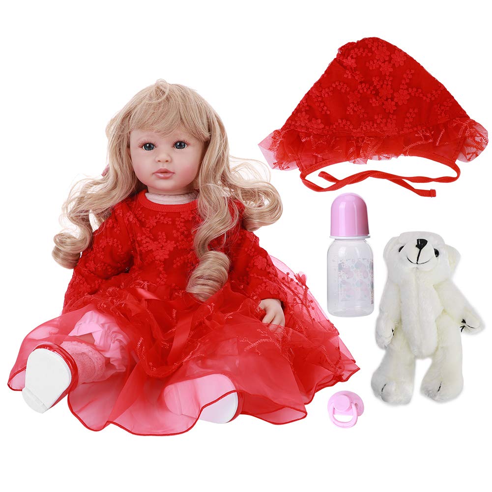 Janzoom 60cm Lifelike Silicone Baby Doll - Realistic Simulation Girl Doll for Kids, Blonde Hair - Perfect Gift for Christmas, Birthday & New Year | Role Play, Cuddling & Collecting