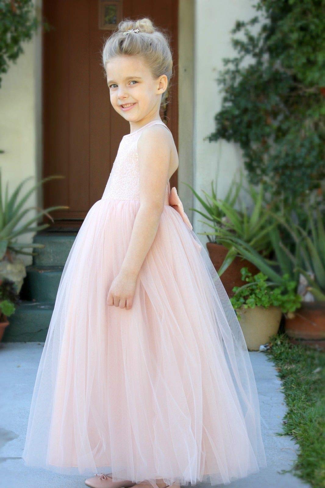 ekidsbridal Crossed Straps A-Line Toddler Flower Girl Dresses for Weddings & Pageants - Soft Tulle Princess Gown for Special Occasions & Photo Shoots