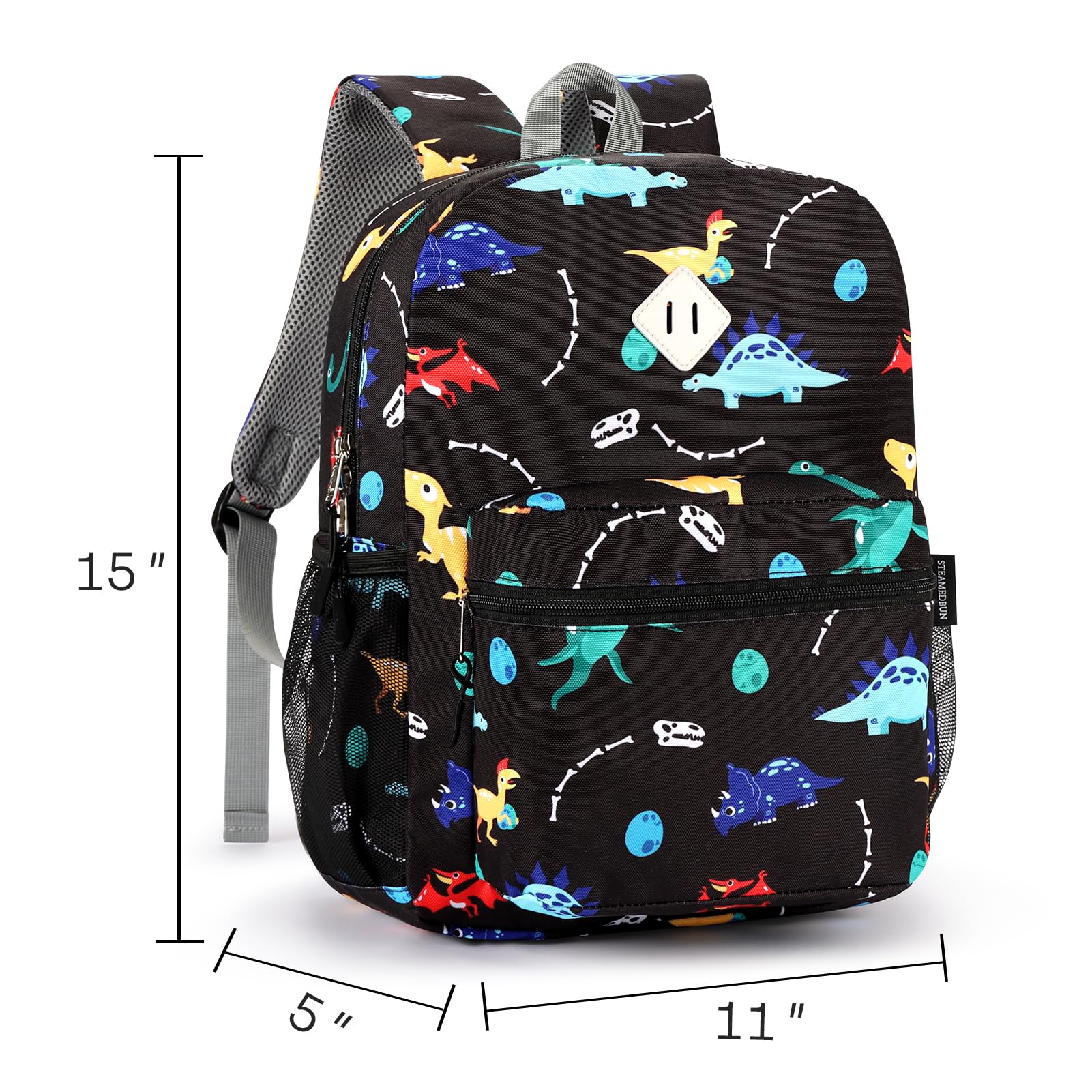 Dinosaur Backpack for Boys 4-8 Years | 15 Inch Kids School Backpack for Elementary & Kindergarten | STEAMEDBUN Durable Children's Backpack - Perfect for School, Travel & Daily Adventures