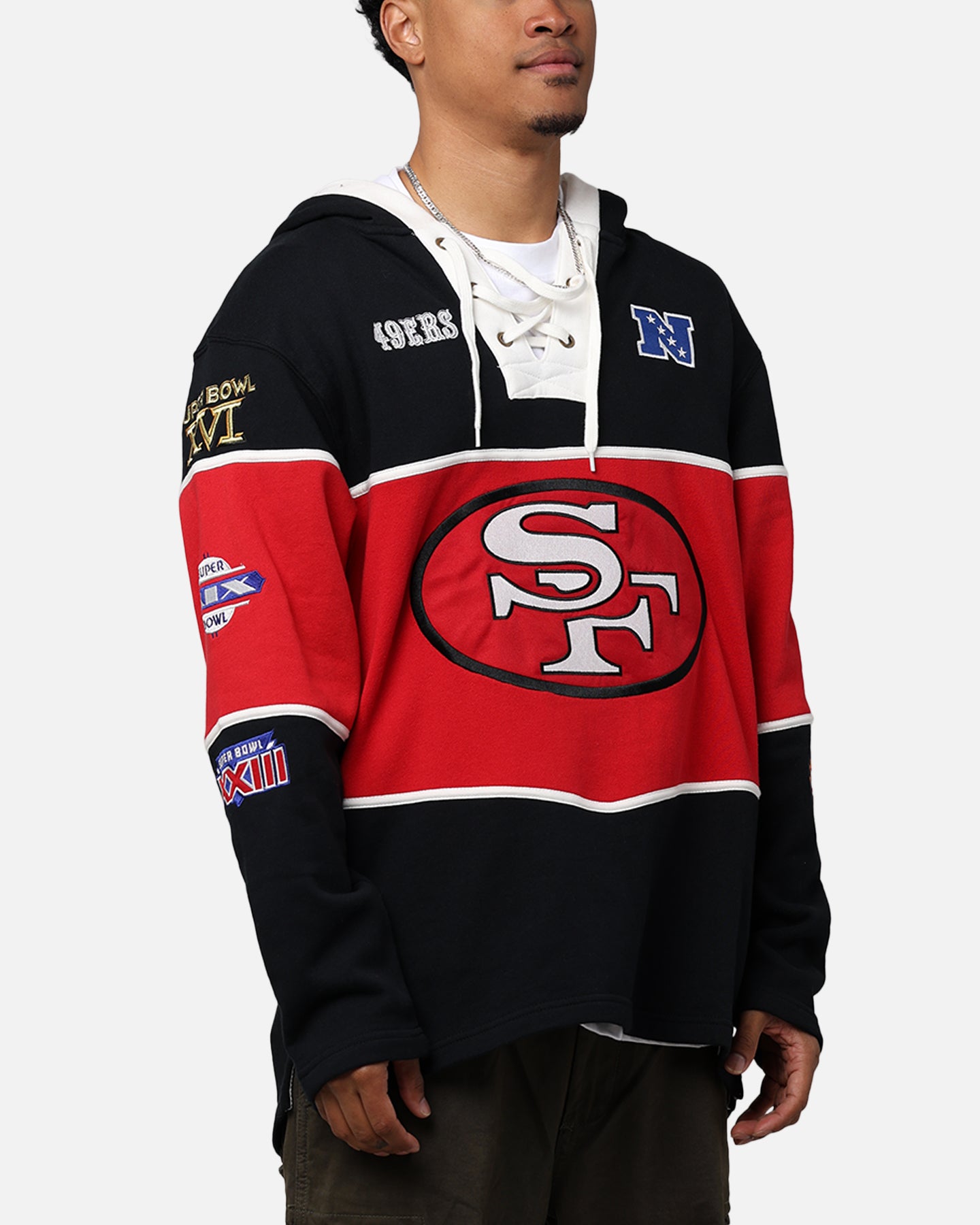 47 Brand San Francisco 49ers Super Bowl Gridiron Lacer Hoodie - Jet Black NFL Fan Apparel for Men & Women - Perfect for Game Day, Tailgating, and Football Season