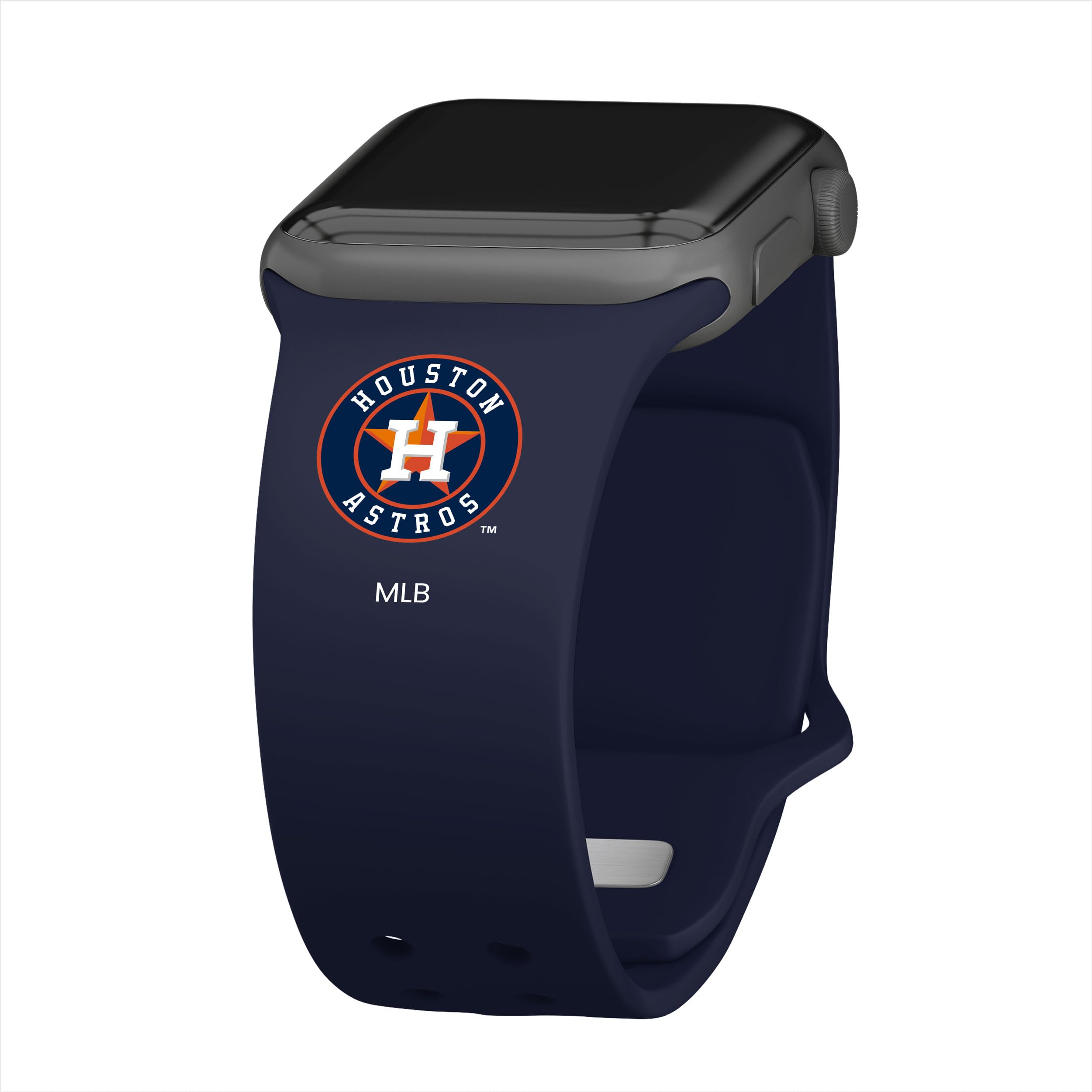Houston Astros Silicone Sport Watch Band & AirPods Case Cover Combo for Apple Watch - Game Day Accessories for Baseball Fans & Sports Enthusiasts