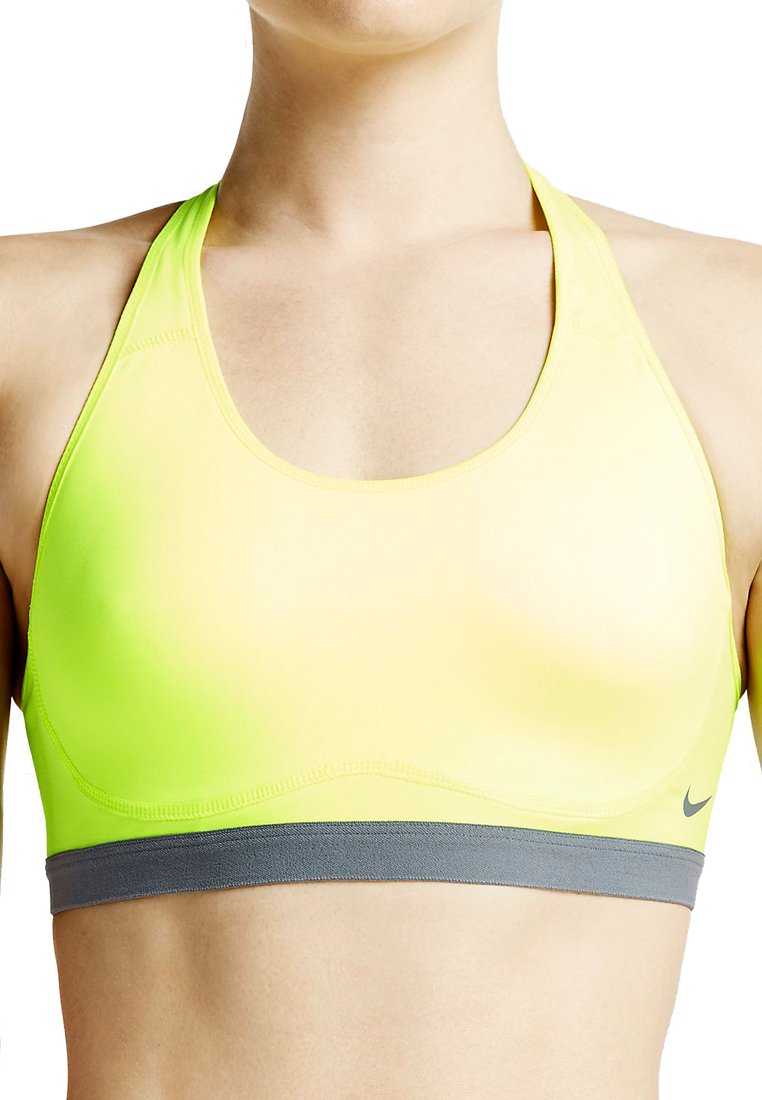 Nike Pro Fierce Women's Sports Bra - High Support Workout Top for Running & Training (Size S, Volt/Grey) - Perfect for Gym, Yoga & Active Lifestyle