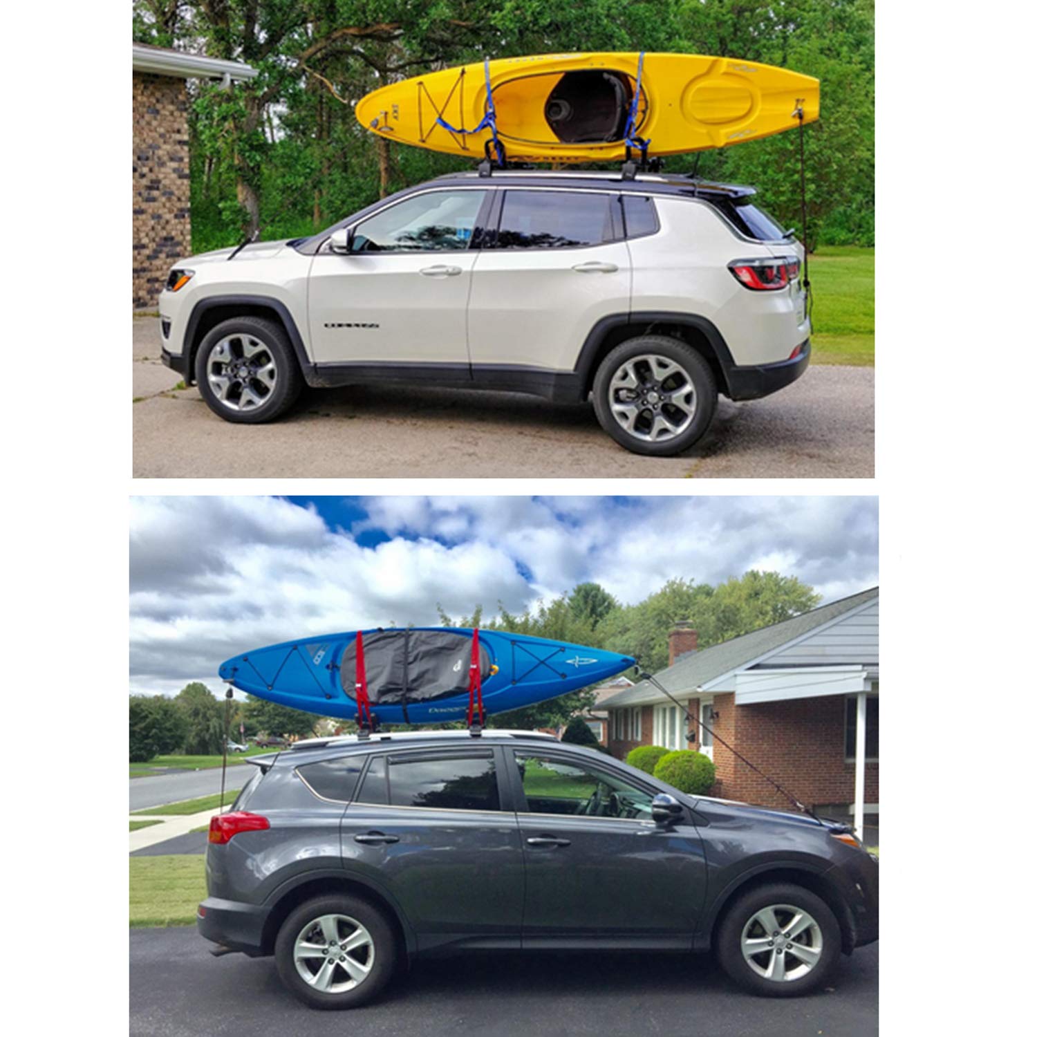 **2-Piece Kayak and Canoe Tie Down Set with Quick Loops & Ratchet Straps - Heavy-Duty Rope for Secure Transport - Perfect for Boating, Camping, and Outdoor Adventures**