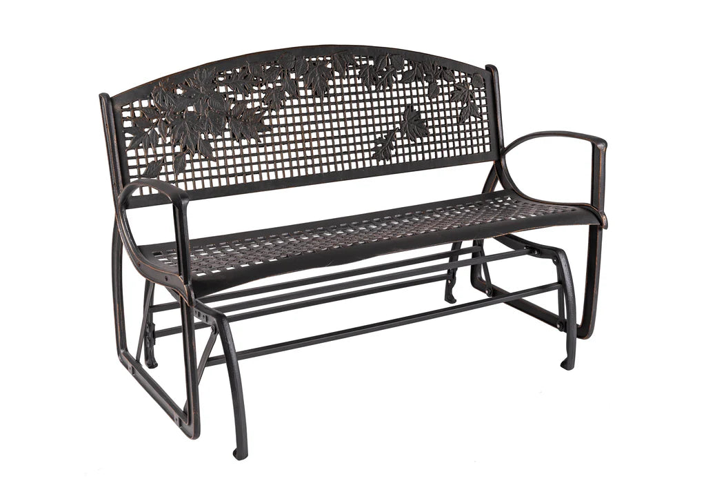 Outdoor Leaves Glider Bench - Patio Swing Chair for Garden, Porch & Backyard Relaxation | Weather-Resistant & Comfortable Seating