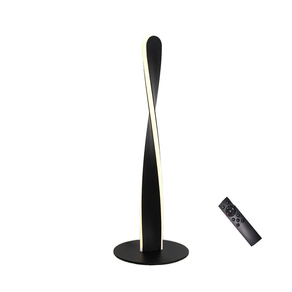 LED Desk Lamp for Study - Adjustable Brightness & Eye-Caring Light with Remote Control, Spiral Bedside Lamp for Bedroom Nightstand, Modern Lighting for Lounge & Guest Room Decor - Perfect for Reading, Working & Relaxing