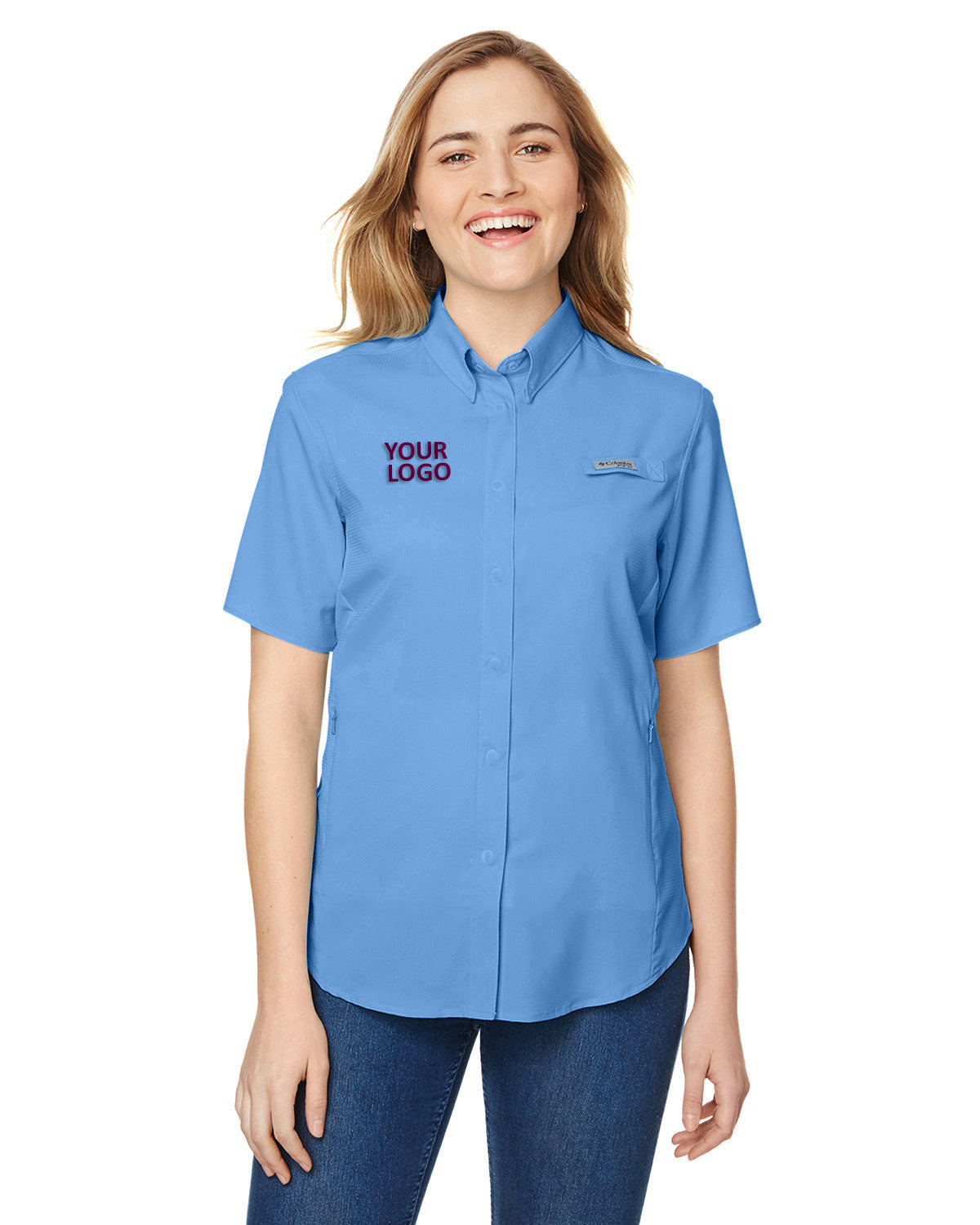 Columbia Women's Tamiami II Short Sleeve Shirt - UPF 50 Sun Protection, Moisture-Wicking & Breathable, Whitecap Blue - Perfect for Hiking, Travel & Outdoor Adventures