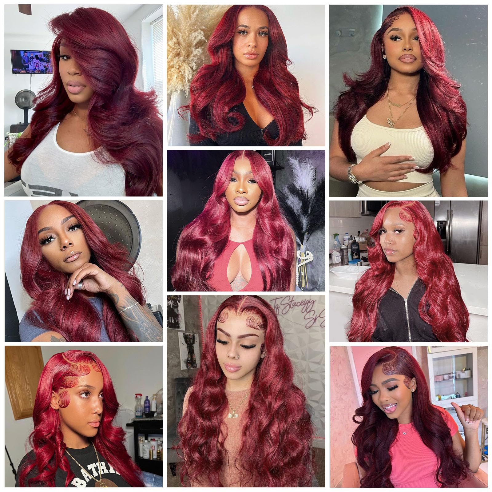 16A 99J Burgundy Body Wave Human Hair Extensions - 22 24 26 Inch Unprocessed Brazilian Virgin Hair Bundles with Baby Hair for Loose Weave | Perfect for Daily Styling, Parties & Special Occasions