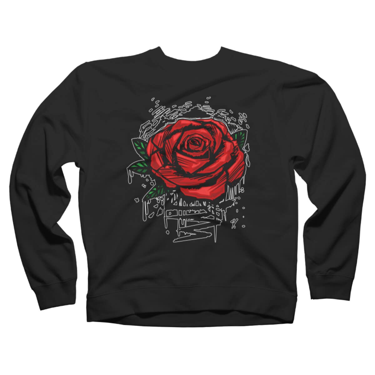 Design By Humans Unisex Rugged Rose Sweatshirt by Adamzworld - Soft Cotton Pullover for Men & Women - Perfect for Casual Wear, Street Style & Outdoor Activities