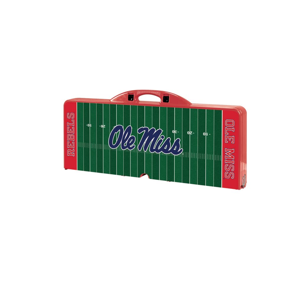 PICNIC TIME NCAA Maryland Terrapins Football Field Folding Picnic Table - Portable Camping Table with Umbrella Hole - Outdoor Dining & Tailgating Essentials for Sports Fans