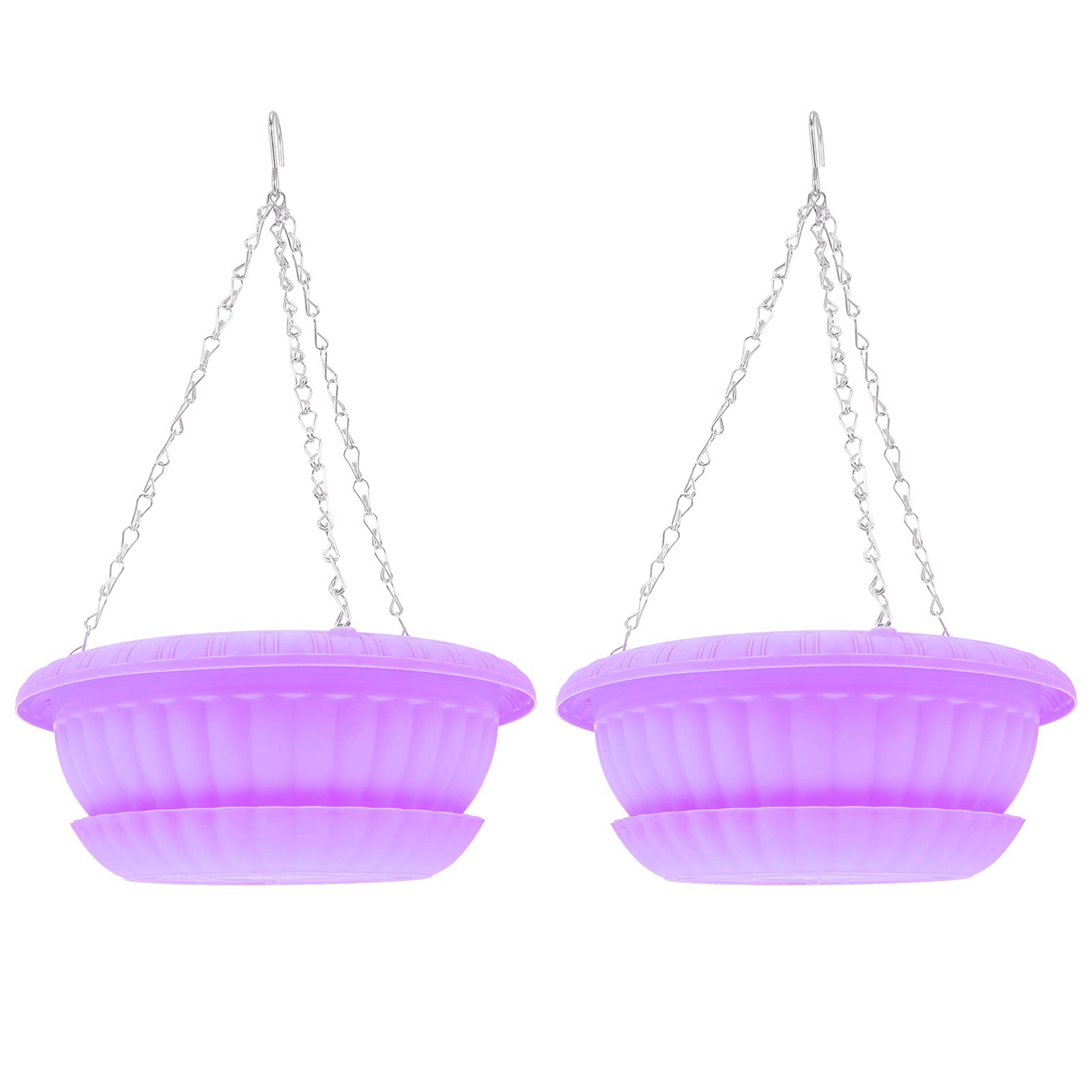 Self-Watering Hanging Planter Basket - 2 Pack Round Plastic Hydroponic Garden Pots for Indoor/Outdoor Plants - Perfect for Porch, Balcony, Patio & Home Decor